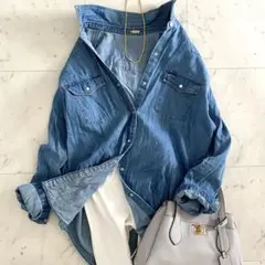 新品 DOUDOU ドゥドゥ デニムVVシャツ F デニムシャツ - メルカリ