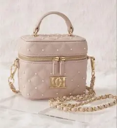 Darichキルティングパールスクエアミニバッグ　ゴールドパーツ ピンク