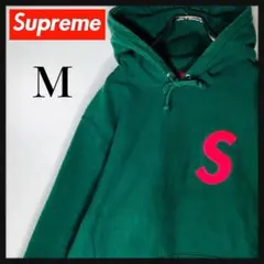 【超人気デザイン】シュプリーム パイル地Sロゴ 肉厚プルオーバーパーカー M 緑
