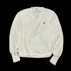 70s IZOD LACOSTE 白 アクリルニット 糸巻きタグ 極上 L
