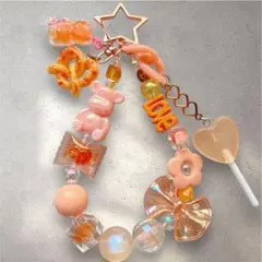 じゃらじゃらキーホルダー⭐︎ビーズキーホルダー⭐︎オレンジ