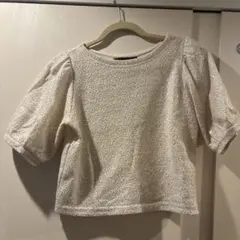 スパンコール 半袖ニット ホワイト