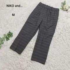 ニコアンド　テーパードパンツ　ゆったり　ウエストゴム入り　チェック柄　M