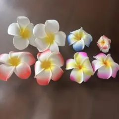 プルメリア ヘアクリップ 8点セット フラダンス 髪飾り