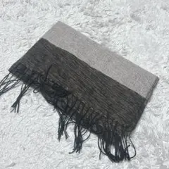 フリンジ付き　マフラー　ストール　大判　ストライプ