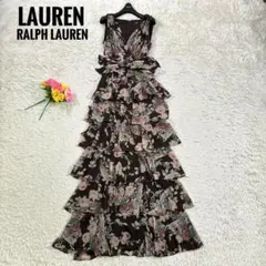 タグ付き新品　ローレンラルフローレン　ベルトリボン　ティアード　マキシワンピース