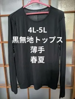 黒リブ編み長袖トップス 透け感あり 夏 春服