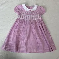 ラルフローレン　ピンクと白のストライプ 半袖ワンピース　24M