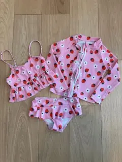 SHEIN キッズ　セパレート水着／ラッシュガード3点セット　100