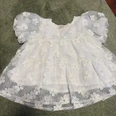 【美品】petit main 花柄刺繍チュニック 100