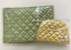 新品　NaRaYa キルティング　ポーチ　グリーン　イエロー　匿名配送のサムネイル