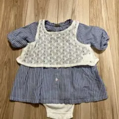 petit main レースベスト付きロンパースワンピース 80センチ