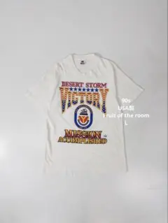 90s USA製 Fruit of the room 英字プリントTシャツ 古着