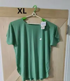 新品☆UNIQLOユニクロ エアリズムシームレスボートネックロングT☆半袖XL緑