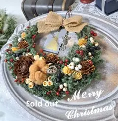 ꕤ୭*木の実いっぱいチャーム付きリース❁⃘ドライフラワーリース❁⃘玄関リース