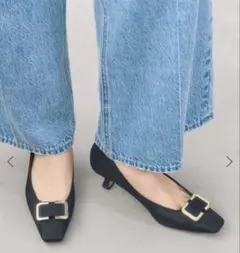 LE TALON スクエアチュールバックルパンプス