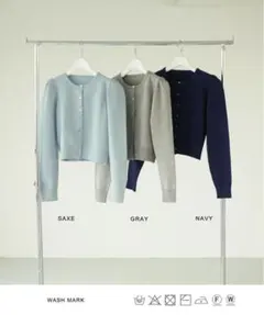 TINA：JOJUN ショート丈ハート釦カーディガン グレー