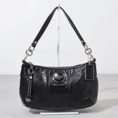 y2k COACH コーチ パテントレザー シグネチャー ホーボーバッグ 黒