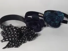 acca 　カチューシャ　3点セット　リボン　花