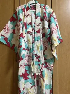 花柄浴衣と黄色い帯のセット