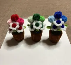 ハンドメイド モールフラワー 枯れない花 チューリップ 鉢植え 3点セット