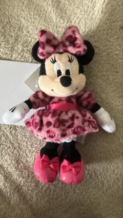 ミニー　ぬいぐるみチャーム　ヒョウ柄　　　 ピンク　ディズニー