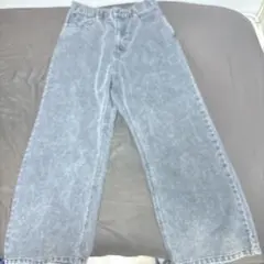 グレー ワイドレッグ デニムパンツ