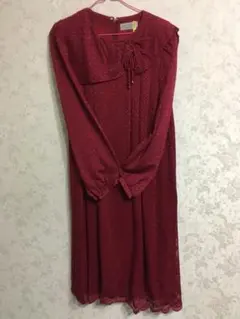 日本製　レトロ　赤いレースのワンピース