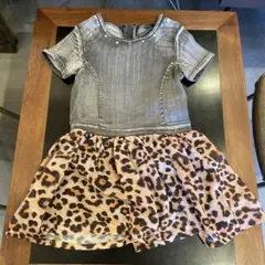 GUESS デニムレオパード半袖ワンピース