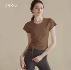 サイドリボンクロップドブラウントップス
