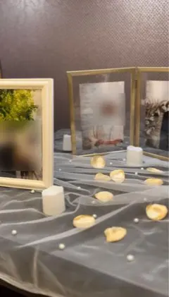 結婚式 ウェルカムスペース 装飾セット LEDキャンドル18個 花びら ゴールド