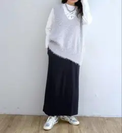 LOWRYSFARM ラメシャギーベスト ボタン　グレー