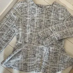 ツイード　ペプラム　長袖　トップス Lサイズ