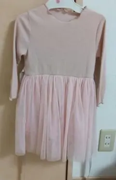 長袖ワンピース ピンク チュールスカート