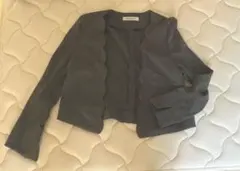 ミッシュマッシュ　スカラップカーディガン　ノーカラー　グレー