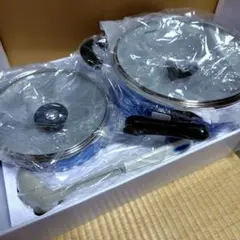 【未使用】片手鍋・両手鍋セット　ガラス蓋付きのサムネイル
