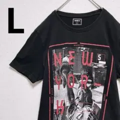 【Mサイズ程度】 US古着 Tシャツ L 黒 プリント アメカジ ニューヨーク