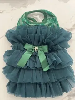 ゴッドピバ 犬用ドレス Mサイズ 緑色 フリル