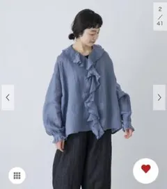 新品タグ付◆ かぐれ ライトリネンフリルカラーシャツ　アーバンリサーチのサムネイル