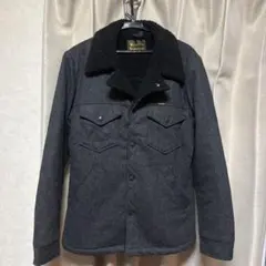 美品 上質 ラングラー　ランチコート 黒ボア × グレーウール S 別注