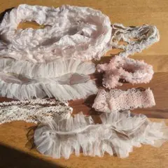 ピンクホワイトレースリボンセット