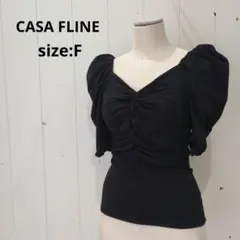 CASA FLINE ギャザー カットソー トップス ブラック レディースのサムネイル