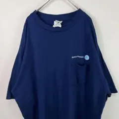 USA製 90s 企業系 ワンポイント ポケット Tシャツ ネイビー