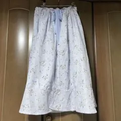 花柄 フレアスカート アシンメトリー ページボーイ 水色 ブルー