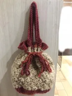 巾着バッグ　ニットバッグ