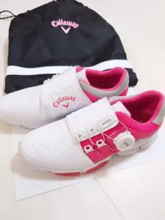 美品　Callaway ゴルフシューズ ホワイト　ピンク　23