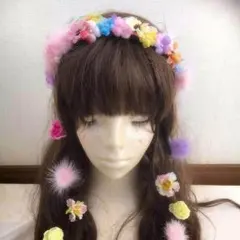 ☆花カチューシャ ラプンツェル風 ファー付き♡花ピンは別売りです！