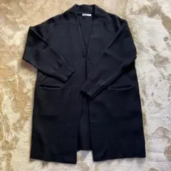 ニットロングカーディガン◆厚地アウター　ブラック