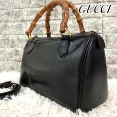 正規　GUCCI グッチ　2way ミニボストン　ハンドバッグ　バンブー　黒