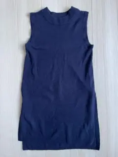 ネイビー ノースリーブ ベスト サイドスリット